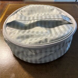 Sage Striped Round Cosmetic Bag
